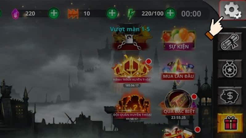 Chọn biểu tượng hình bánh răng cưa