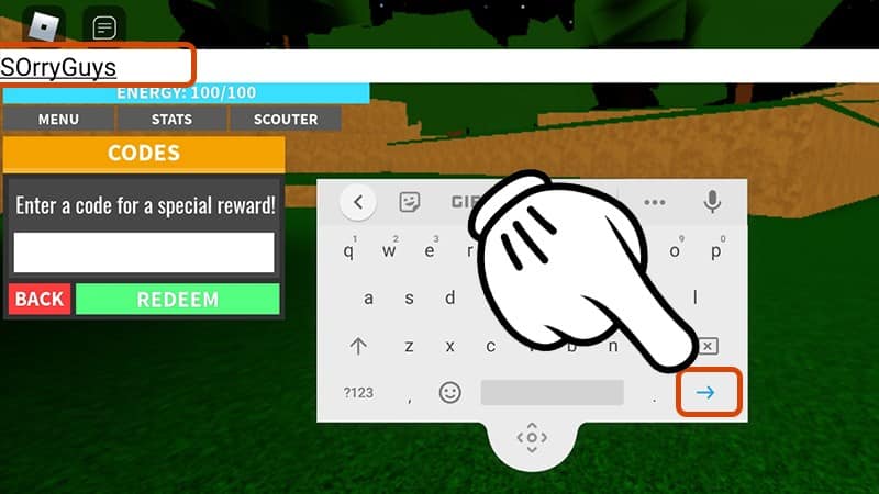 Điền chính xác mã gifcode rồi nhấn vào mũi tên màu xanh.