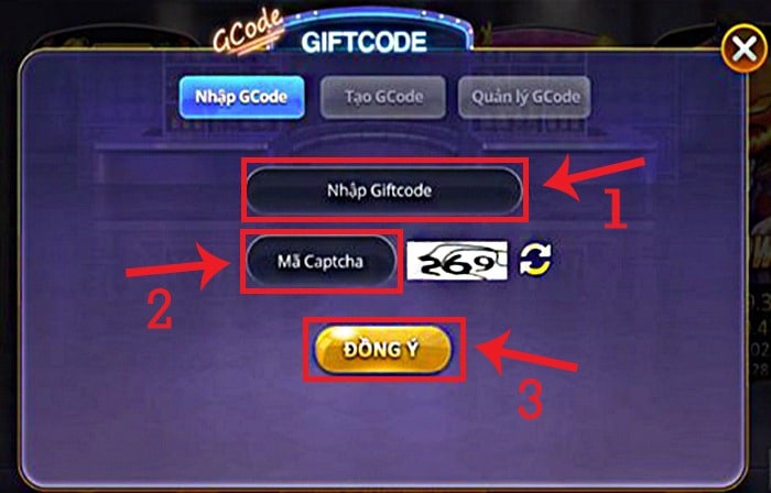 Điền chính xác mã vào ô Nhập Giftcode và nhấn ĐỒNG Ý.