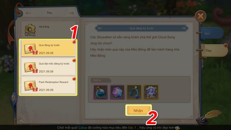 Nhấn chọn thư chưa đọc trong giao diện.