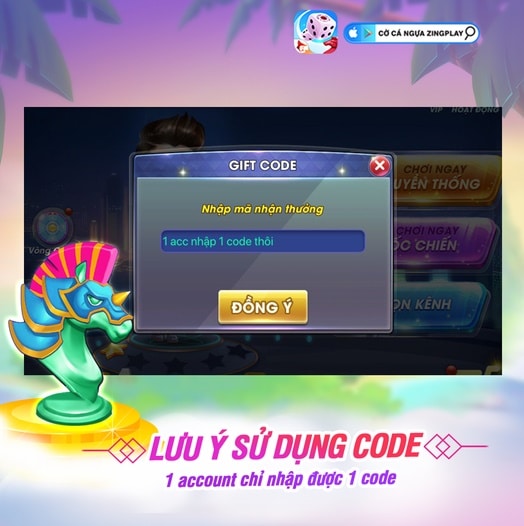Nhập code nhấn đồng ý