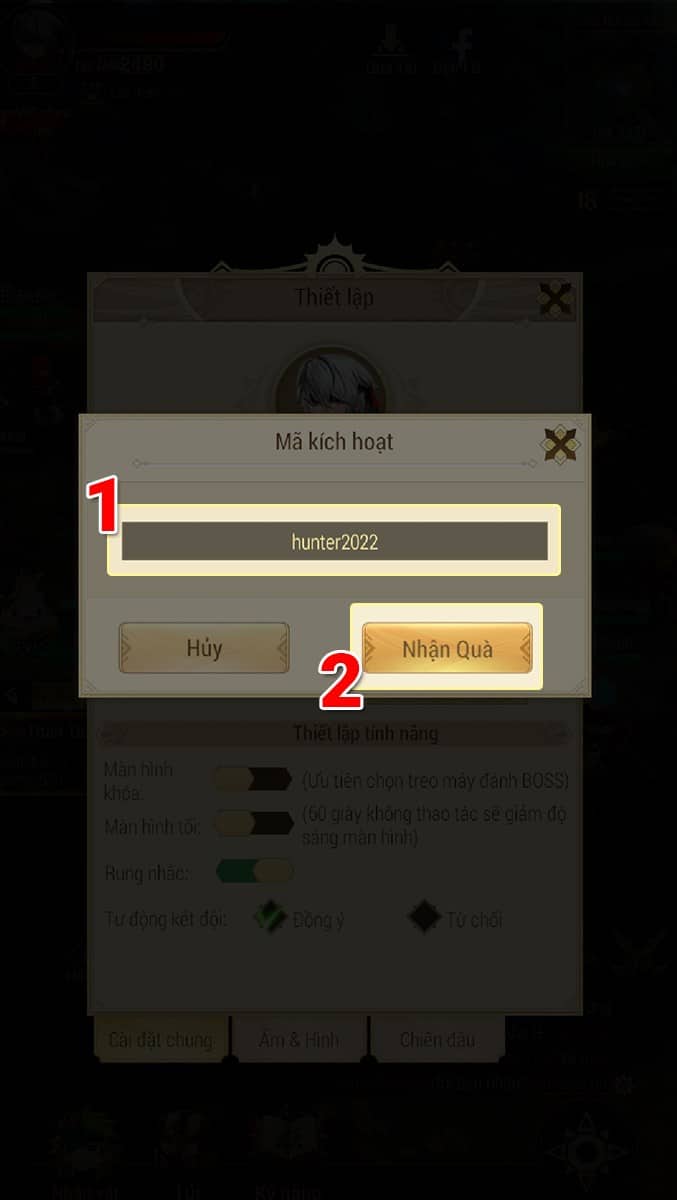 Nhập code nhận quà