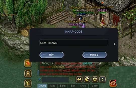 Nhập giftcode và nhấn đồng ý