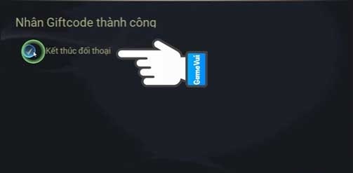 Thông báo nhập giftcode thành công