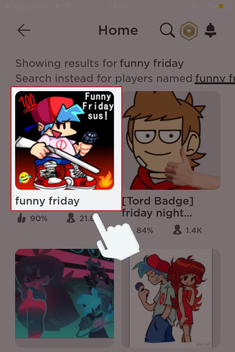 Tìm kiếm và khởi chạy game Funny Friday.