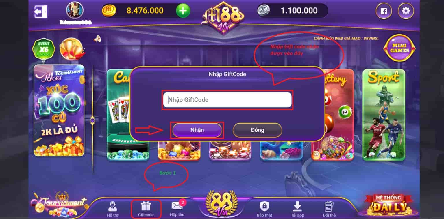 cách nhập code g88
