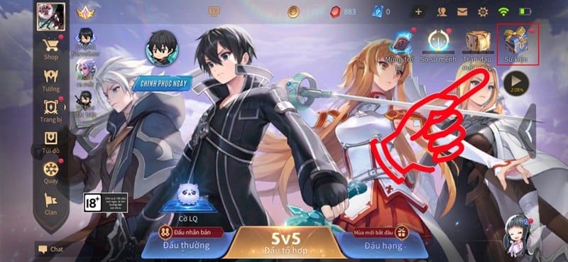 click mục sự kiện