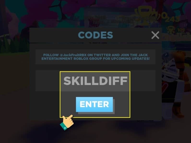 điền code vào ô nhập code và nhấn Enter