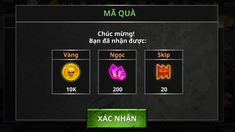 nhấn xác nhận