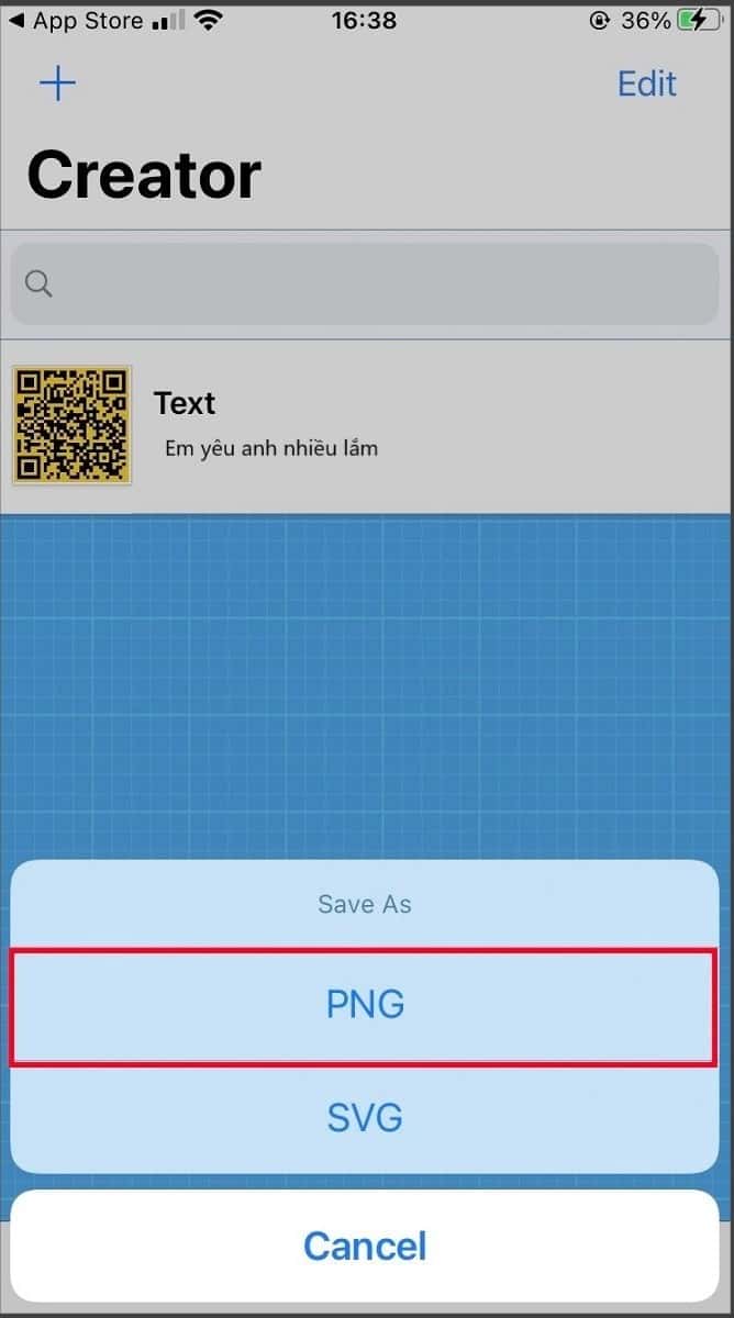 Bấm chọn PNG