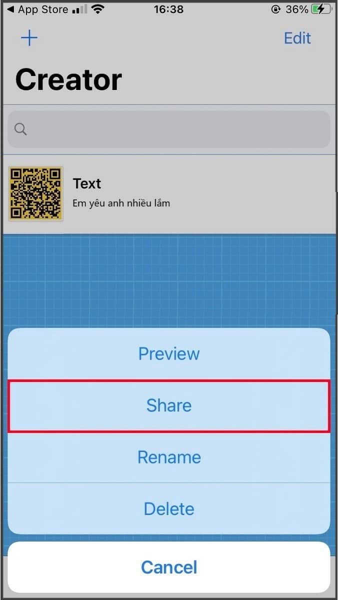 Chọn Share