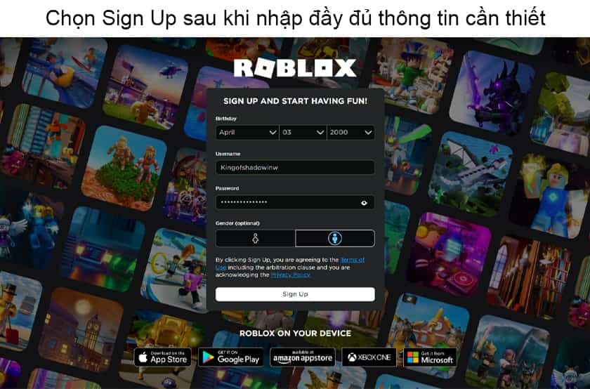 Đăng ký thành viên Roblox
