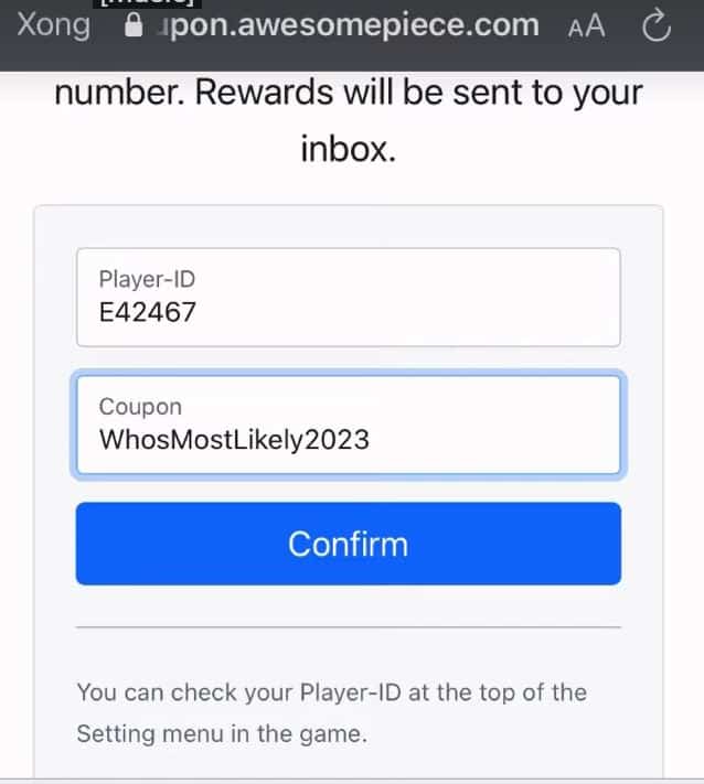 Nhập mã Coupon và nhấn Confirm.