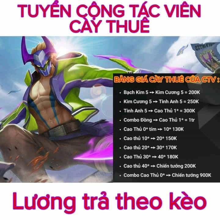 Bảng Giá Dịch Vụ CTV Cày Thuê Liên Quân