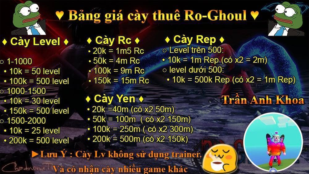 Bảng giá cày thuê game Ro Ghoul