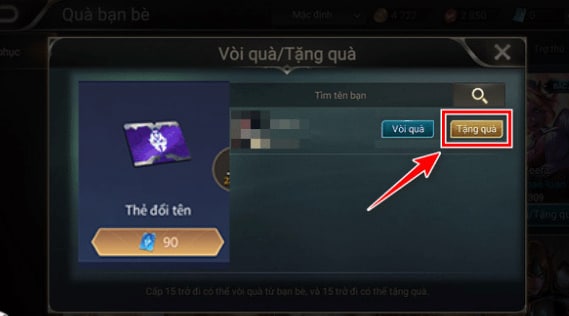 Chọn món quà mà bạn sẽ tặng trong mục Tặng quà.