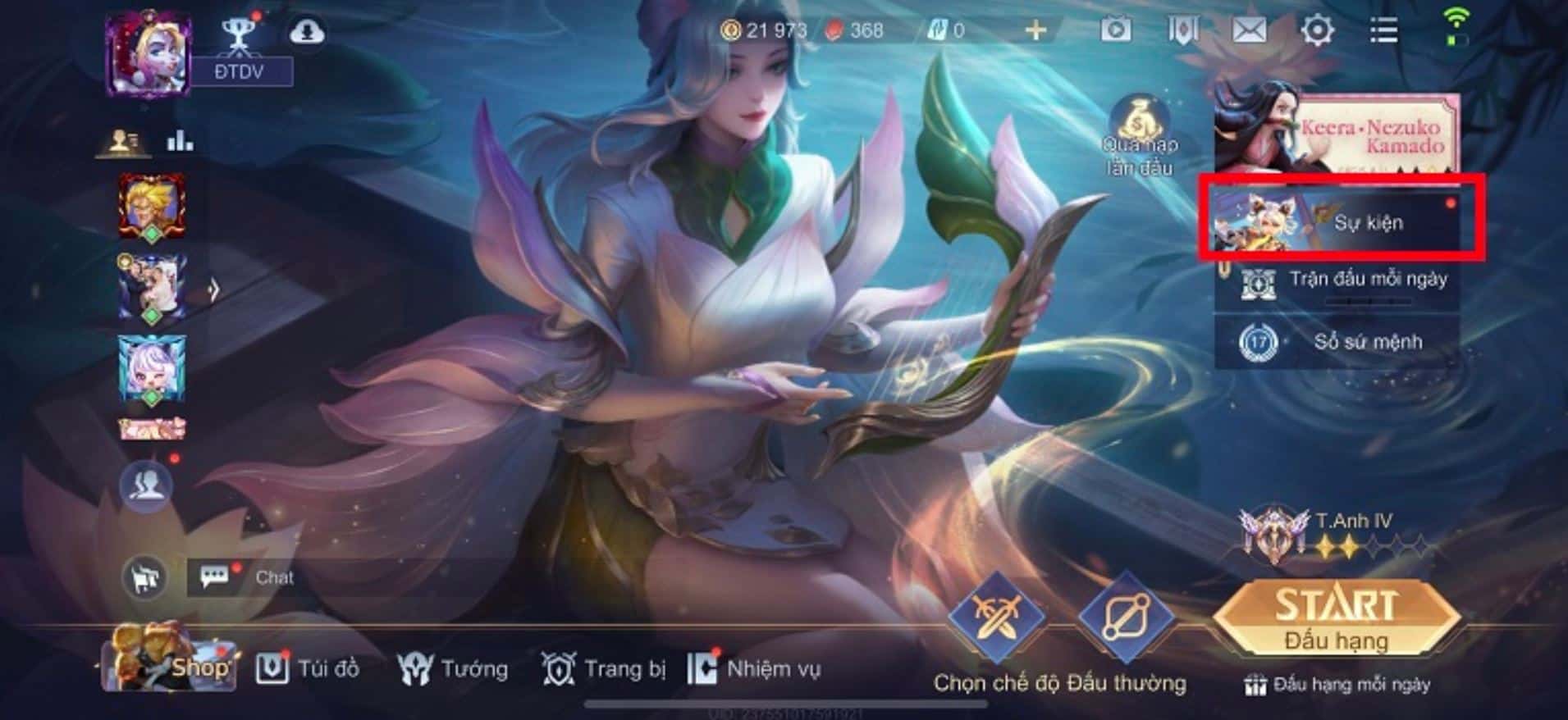 Đăng nhập vào game Liên Quân và chọn Sự kiện.