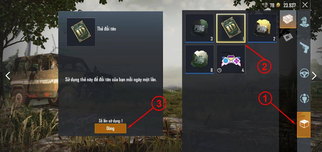 Đổi tên trong PUBG với kí tự đặc biệt