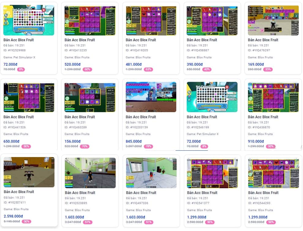 Giá Mua ACC Blox Fruit