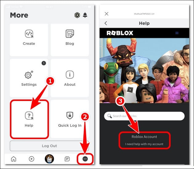 Nhấn chọn Roblox Account