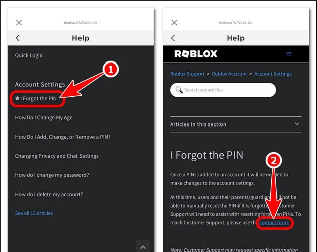 Nhấn chọn contact form
