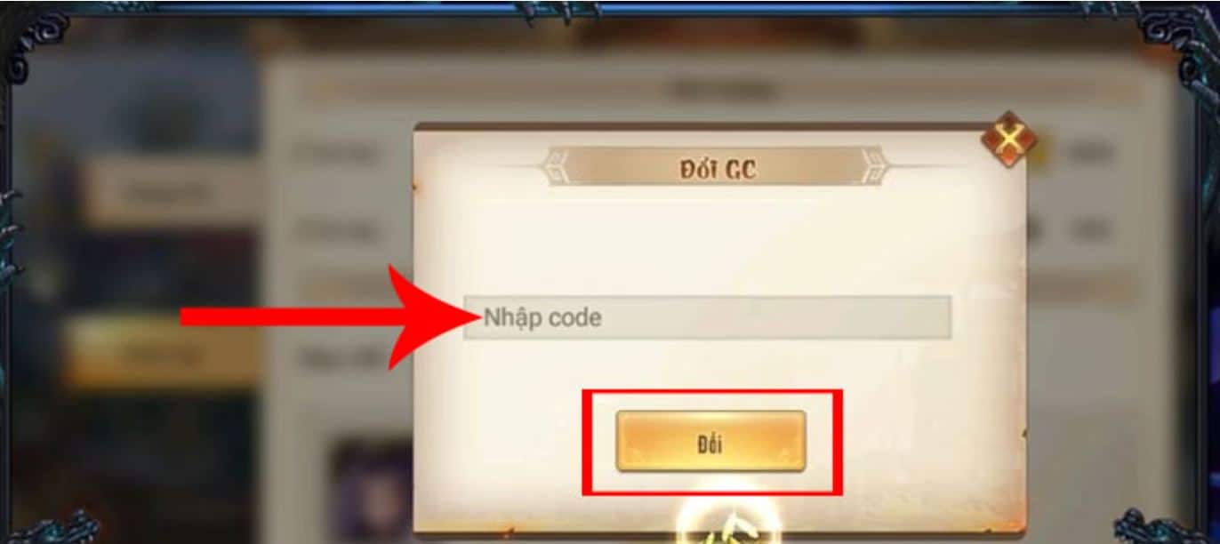 Nhấn nút Đổi để xác nhận dùng code.