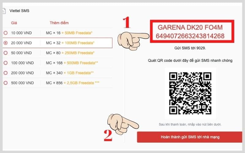 Sao chép cú pháp vào phần tin nhắn của điện thoại, gửi cú pháp đến số 9029.