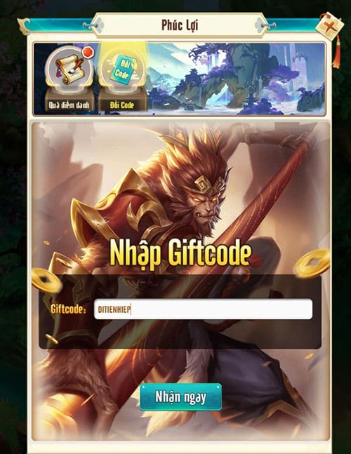Trong cửa sổ Phúc lợi, nhấn vào Đổi code ở góc trên bên trái.