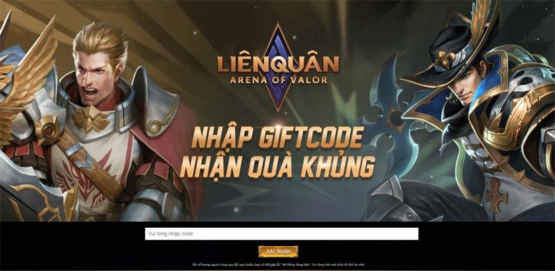 Vào trang nhập giftcode Liên Quân.