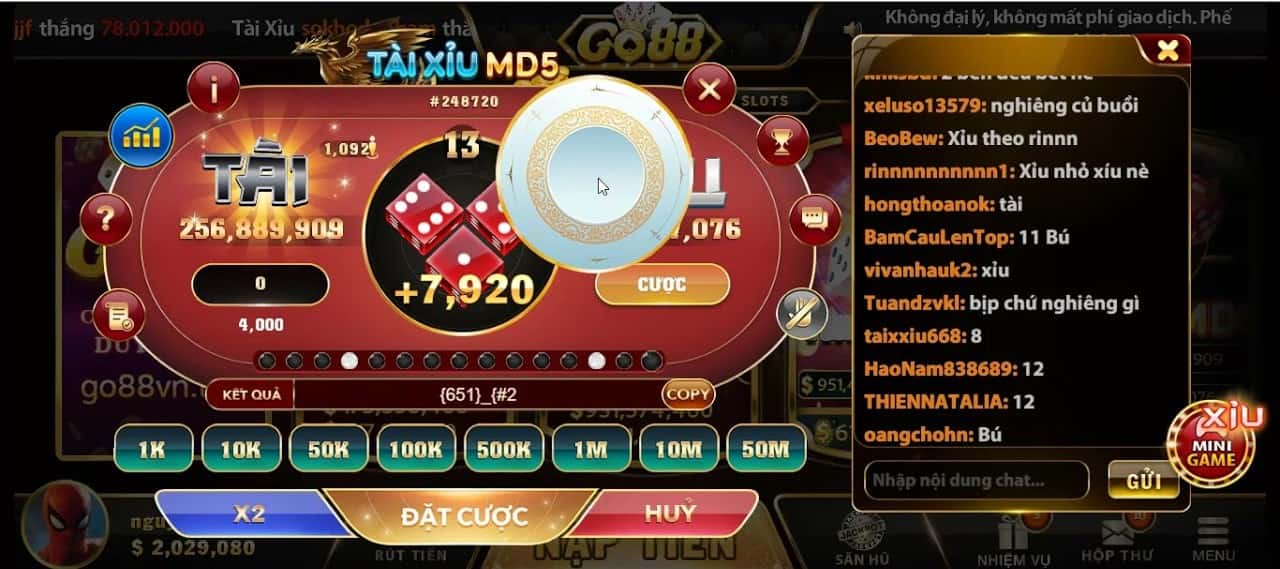Ảnh tài xỉu go88 thắng
