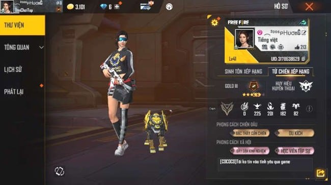 Bộ đồ nữ trong Free Fire đẹp ngầu lòi