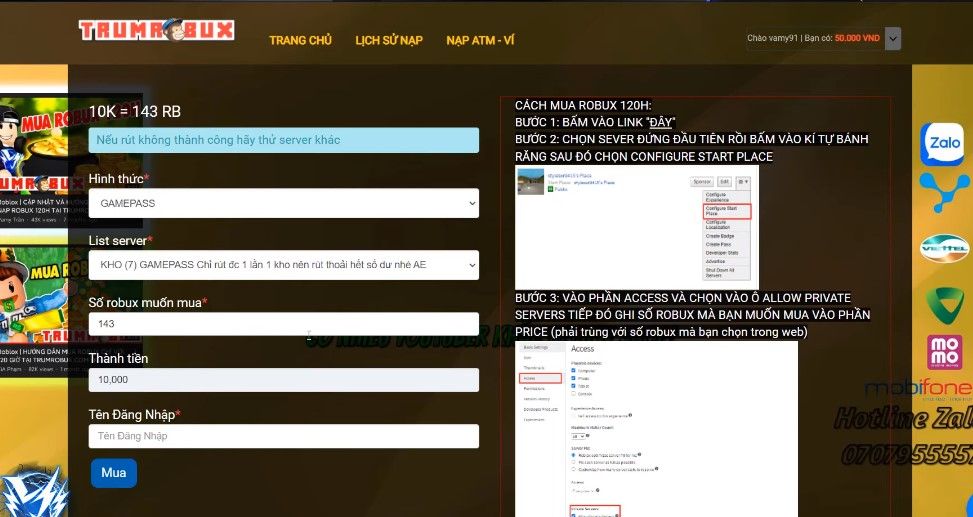 Chọn Game Pass và nhập thông tin