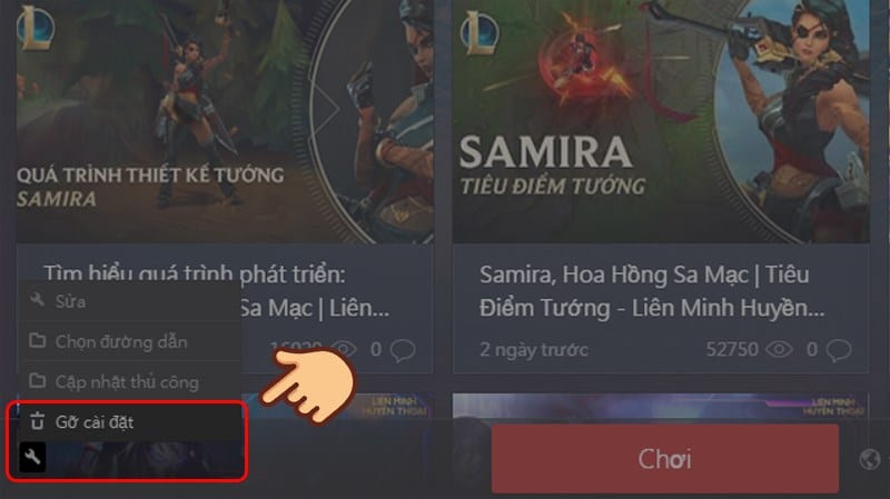 Chọn biểu tượng sửa chữa ở bên dưới góc bên trái màn hình và chọn Gỡ cài đặt.