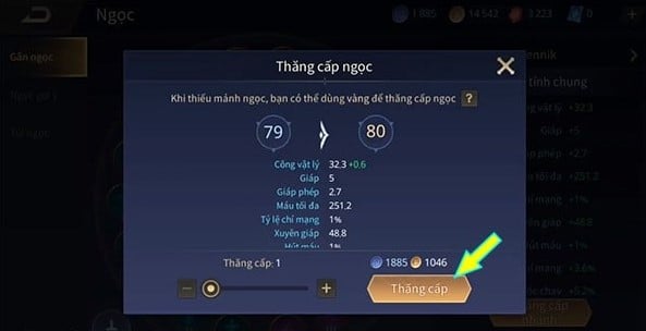 Chọn ô Thăng cấp