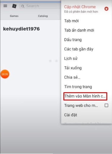 Chọn ô Thêm vào màn hình....