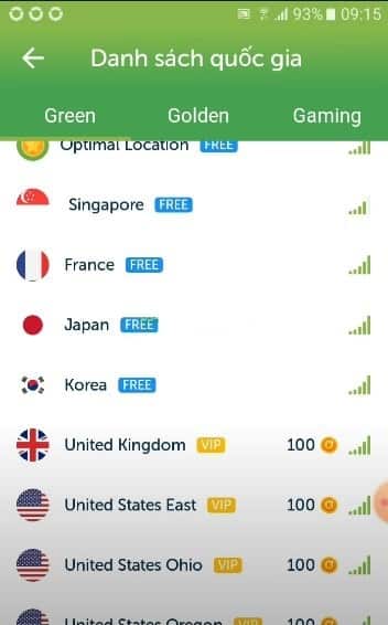 Chọn quốc gia “Singapore”