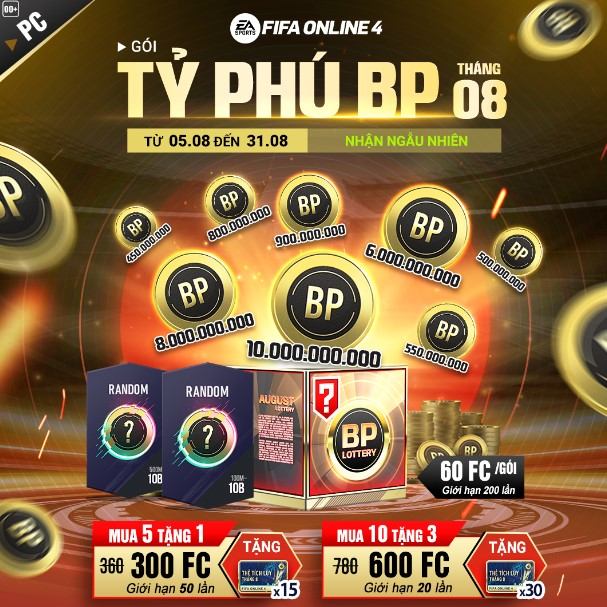 Gói Cờ Tỷ Phú FIFA Online 4 Tháng 8