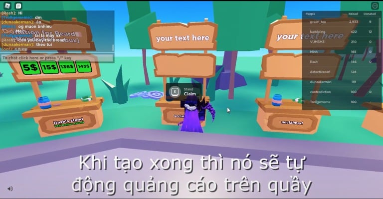 Hệ thống sẽ tự động quảng cáo