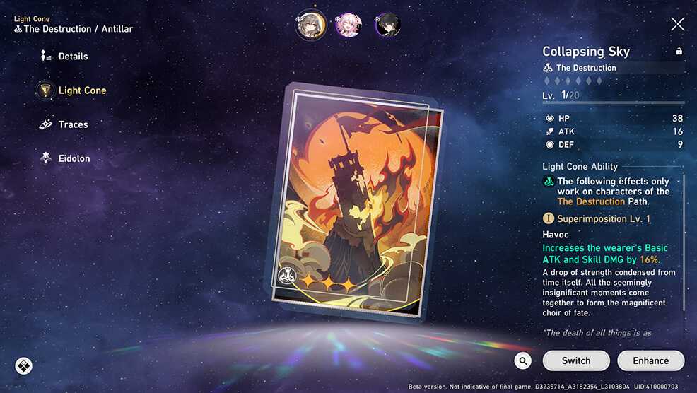Hình ảnh nón ánh sáng trong game Honkai Star Rail