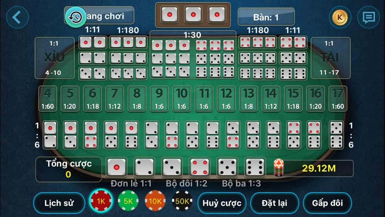 Hình bàn tài xỉu mới nhất