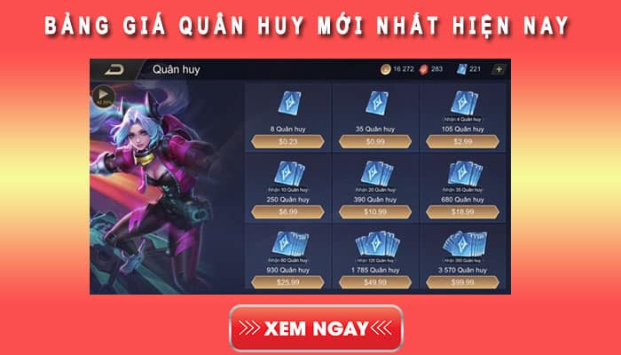 Hình bảng giá quân huy Liên Quân