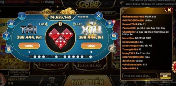 Hình đánh tài xỉu Go88 mới nhất