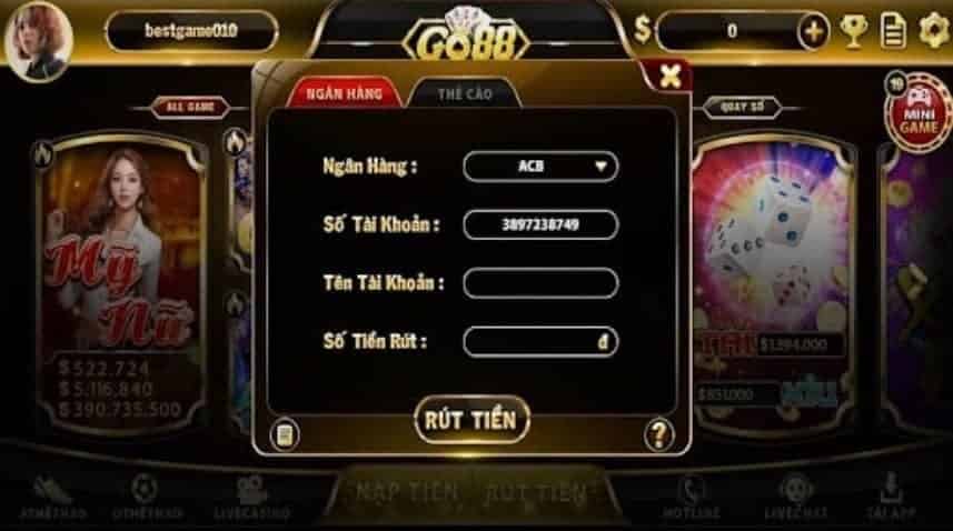 Hình rút tiền game tài xỉu mới nhất