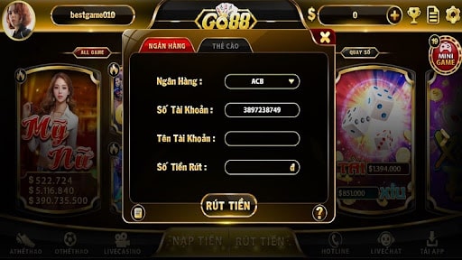 Hình rút tiền tài xỉu Go88 đặc sắc