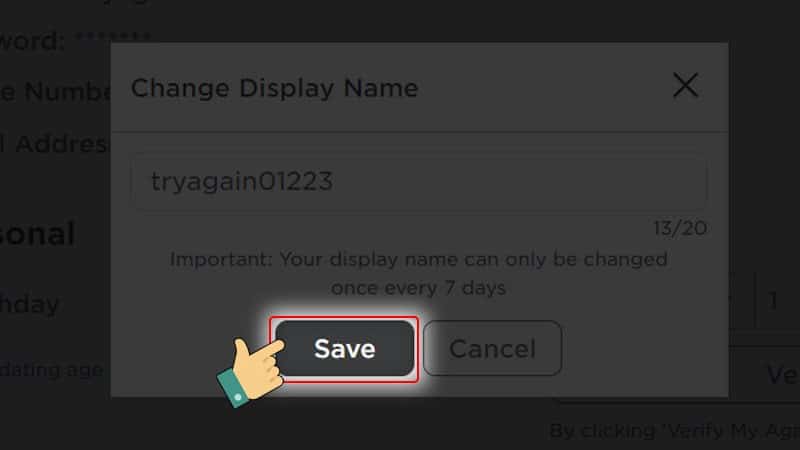 Nhấn Save để lưu tên cần đổi lại