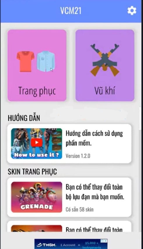 Nhấn chọn Trang phục