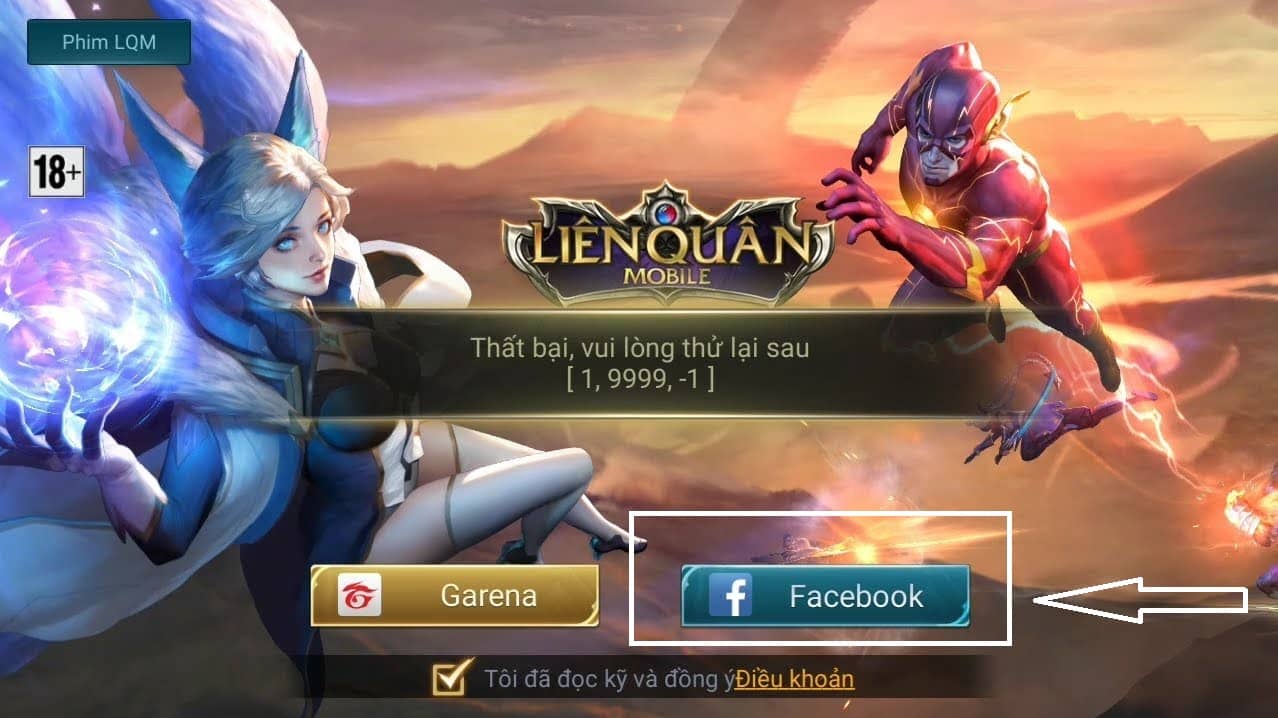 Nhan chon dang nhap bang facebook