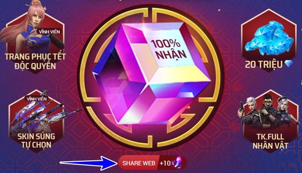 Nhận chọn share web