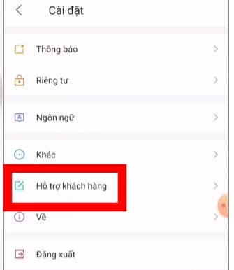 Nhấn vào Hỗ trợ khách hàng để đăng xuất trên mọi thiết bị