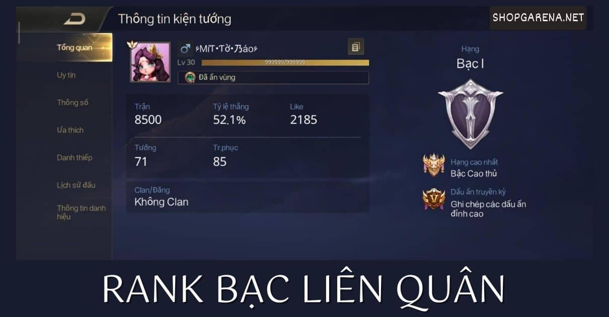 Rank Bac Lien Quan